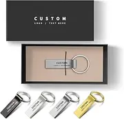 Personalized USB Flash Drive, 100 Pack Custom Pen Drive USB 2.0 Memory Stick Thumb Drive with Keychain, Ideal for Business, Education, Corporation, Photography & Music Studio (4 GB,with Gift Box)
