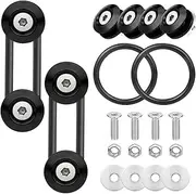 Bumper Quick Release Kit, Quick Release Trunk Front Rear Bumper Fasteners Fender Holders with Stainless Steel Screws Kit for Car Bumper, 4 Quick Release Tabs with 2 O-Rings (Black)