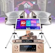 Tool Karaoke Machine 19.5in Capacitive Touch Screen 1TB/2TB/3TB/4TB Hard Disk Memory/550W Amplifier with 2 Reverb Wireless Microphone 2 Speakers 27 Languages for Home Party Commercial KTV