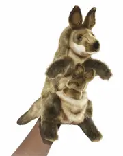 Hansa - Kangaroo and Joey Puppet 29cm