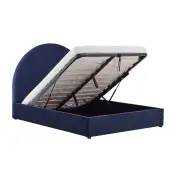 Eloise Curved Gas Lift Bed Frame - Navy, Queen - Queen