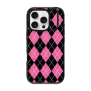 iPhone 16 Pro Impact Ring Stand Case MagSafe Compatible ARGYLE PINK
