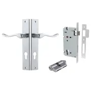 Stirling Lever Rectangular Backplate Entrance Kit w High Security Lock Brushed Chrome