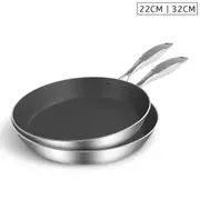 SOGA Stainless Steel Fry Pan 22cm 32cm Frying Pan Induction Non Stick Interior