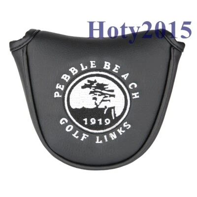 1pc Black PU Pebble Beach Golf Mallet Putter Head Cover with Magnetic Closure