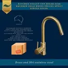 Kitchen Faucet Tap Mixer Sink Brushed Gold Brass Swivel Spout Bathroom Laundry