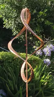 Stanwood Wind Sculpture: Kinetic Copper Dual Helix Spinner