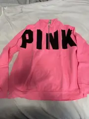 Pink Victoria Secret Black Pullover Quarter Zip Long Sleeve Womens Size Large