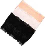 [WRITWAA] 3pcs Women's Lace Bra Flat Elastic Bandeau Lace Bandeau Strapless Bras for Women Size XL