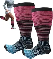 Humkopnl Plus Size Compression Socks for Women | Running Stockings,Plus Size Compression Socks Wide Calf Knee High Socks for Support