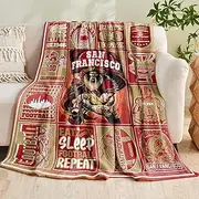 WTKBLAN Football Blanket 60" x 50" Football Lovers Gifts for Men Women Football Style Throw Blanket Red Team Color Team for Sofa Bed Couch