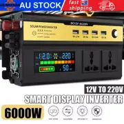 6000W Car Power Inverter Converter DC 12V to AC 220V 4 USB 2 AU Socket Sine Wave