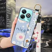 Phone Case Compatible with ZTE Blade A75 4G/Z2359, Oil Painting Soft case Kickstand Back Cover Wrist Strap Durable Design Wristband