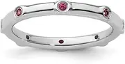 [Stackable Expressions] 925 Sterling Silver Bezel Polished Stackable Rhodolite Garnet Ring Size 7-Stackable-Ring for Women