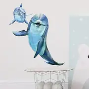 RoyoLam Underwater Dolphins Wall Decal Nursery Sea Animal Wall Sticker Removable Peel and Stick Waterproof Wall Art Decor Stickers for Kids Baby Classroom Preschool Living Room Playing Room Bedroom