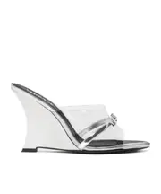 Gianni Ribbon 95mm wedge mules 36,38.5,38,39,40.5,40,41,36.5 Clear/Silver
