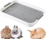 Rabbit Litter Box with Grate, Rabbit Toilet Rabbit Litter Box Guinea Pig Training Corner Litter Box, Guinea Pig Litter Box for Cage Rectangular Guinea Pig Potty Trainer Tray Pet Toilet,Rectangular