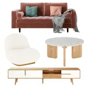 Estella Living Room Package with Velvet Sofa