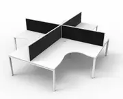 RAPIDLINE DELUXE PROFILE LEG CORNER WORKSTATION With Screen 4 Person W1800 x W1800 x D750 x H730mm (per user) White Top White Quad Frame