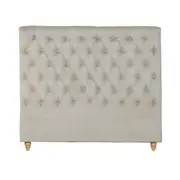 Bed Head Double Size French Provincial Headboard Upholsterd Fabric Beige