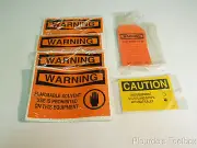 Lot of (46) Seton Vinyl Hazard Warning Labels & Tags, Black on Orange/Yellow