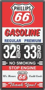 PHILLIPS 66 GAS STATION PRICE GALLON OLD PUMP SIGN REMAKE ALUMINUM SIZE OPTIONS