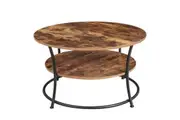 VASAGLE Coffee Table, Round Cocktail Table with Shelf, Tea Table, Easy Assembly, Metal, Industrial Design, Rustic Brown LCT80BX