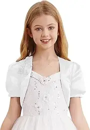 [iiniim] Toddler Girls Open Front Short Coat Jacket Flower Girls Dress Cardigan Cropped Tops Sparkle Bolero Shrug