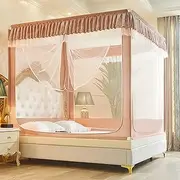 Mosquito Net for Bed, Anti-Mosquito Canopy 3 Side Door Camping Tent in 100% Polyester Curtain Netting Bedding Yurt Easy Installation,Camel,150x200x170cm
