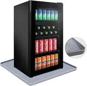 Mini Fridge Silicone Mat with Raised Edge - 25.6" x 23.6" x 0.78"Under Refrigerator Mats Floor Protectors Freezer Mat Trays, Mini Fridge Drip Tray for Carpet, Washing Machine, Indoor Gardening(Grey)