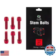 CNC Bike Stem Bolts，Stem Bolts for BMX/MTB/Road Bike with Washers,Red
