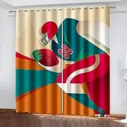 Blackout Curtains Bedroom Athlete Cartoon Football 280X300Cm Eyelet Thermal Curtain for Living Room Soft Texture Window Treatments for Kids 3D Curtains-Indoor Opaque Perforated Curtains-Insulati