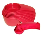 New Tupperware Measuring Cups & Spoons 12 Pieces Red Nesting Scoops