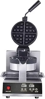 Classic Round Waffle Machine Commercial Belgian Waffle Maker Stainless Steel Electric Waffle Maker Machine Nonstick 180 ° Rotation Double-Sided Uniform Heating Temperature And Time Control 1400W