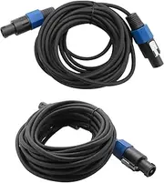 2 Pack 25 Ft Male Speakon to Speakon Cables, Professional 12 Gauge AWG Audio Cord DJ Speaker Cable Wire with Twist Lock