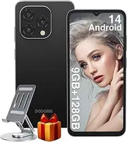 [DOOGEE] N55 Unlocked Cell Phone(2025), 9GB RAM+128GB ROM/1TB Android Phone, 90Hz+6.56" HD Android 14 Phone, 5150mAh, Octa Core, 13MP+8MP, 4G Dual SIM,Face Unlock,Widevine L1,OTG, T-Mobile(Black)