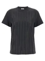 [Brunello Cucinelli] Brunello Cucinelli-Micro Sequin T Shirt Grigio-Donna S