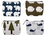 [BOOB] Mini Coin Pouch Change Holder, Outdoor Canvas Wallet Bag for Women Girl, Multi-Functional Coin Purse Cash Holder Money Pouch, Small Change Bag with Cute Cartoon Animal