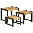 Solid Mango Wood Living Lounge Room Coffee Side Lamp Nesting Tables Set of 3