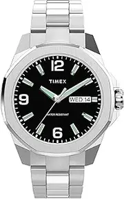 [Timex] Men's TW2W92700 Silver Essex Day & Date 46mm Stainless Steel Bracelet Watch