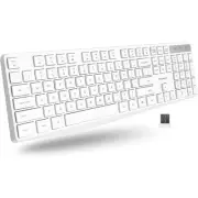 Wireless Keyboard, 2.4G Wireless White Keyboard - Ergonomic Full Size Compute...