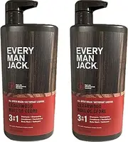 Every Man Jack 3-in-1 All Over Wash - Cedarwood |Twin Pack - 2 Bottles Included | Naturally Derived, Parabens-free, Pthalate-free, Dye-free, and Certified Cruelty Free