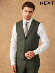 Green Regular Fit Trimmed Donegal Waistcoat (D75083) | $107