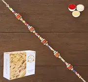 Ghasitaram Gifts Rakhi for Brother Rakhis Online - RM-766 Premium Rakhi with 400 GMS of Soan Papdi