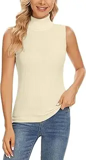 [Biffxeu] Sleeveless Turtlenecks for Women Lightweight Knit Sleeveless Vest Stretchy Turtleneck Tops