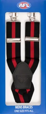 ESSENDON BOMBERS AFL TEAM LOGO TEAM COLOURS MENS TROUSER BRACES ONE SIZE