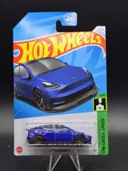 2024 Hot Wheels Blue Tesla Model Y 15/250 HW Green Speed 3/10