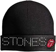 [Rock Off officially licensed products] Rolling Stones Beanie Hat Stones Logo Embellished Official Unisex Black One Size