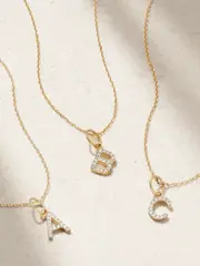 [Mateo] Mateo - Initial 14-karat Gold Diamond Necklace - T T Gold
