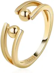 For Daughter - Drive Away Your Anxiety Infinity Fidget Ring, To My Daughter Fidget Ring, S925 Sterling Silver Anxiety Ring for Daughter, Adjustable Spinner Ring Fidget Jewelry for Girls (Gold)